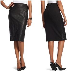 Chico's Faux Leather Quilted Pencil Skirt In‎ Black Size Medium (10)